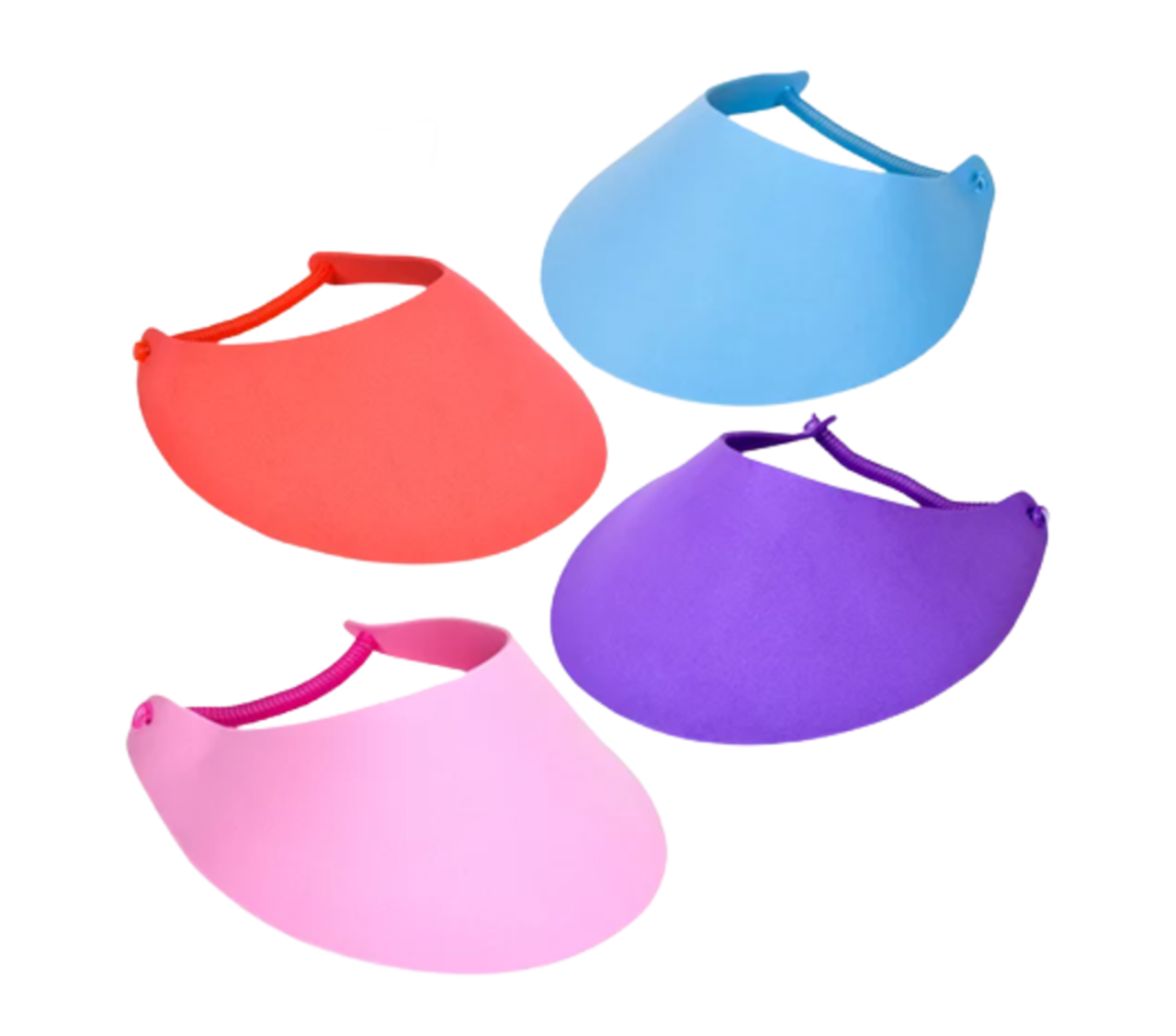 Foam Sun Visors with Coil Band – Assorted Colors, DIY Craft Hats, 12 Pack
